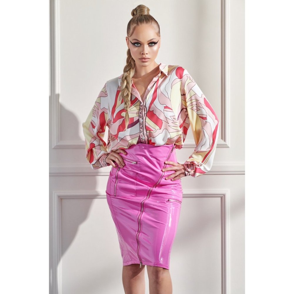 Plus Satin Printed Top